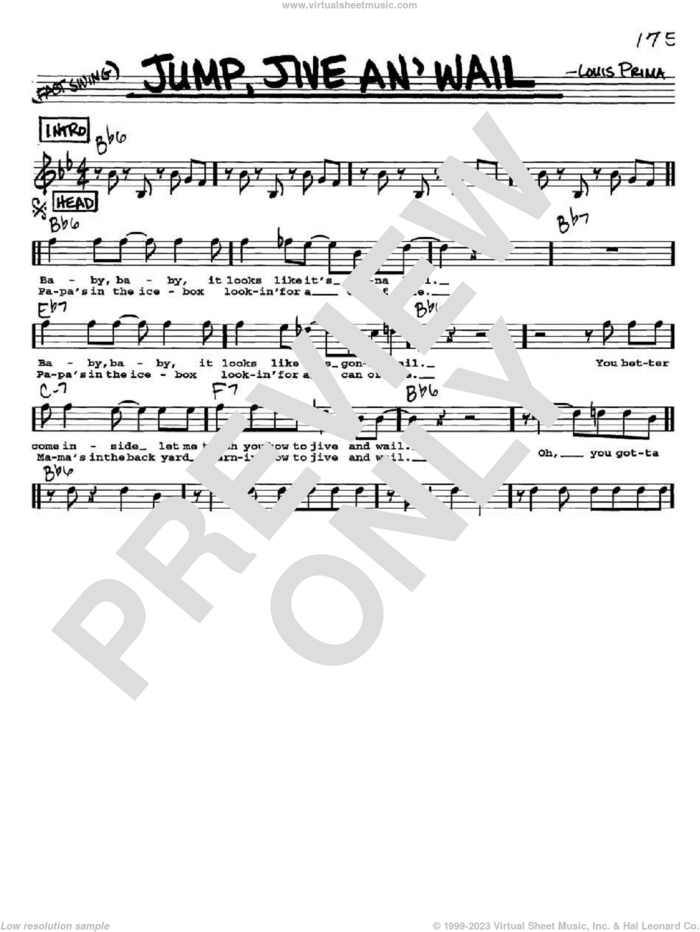 Jump, Jive An' Wail sheet music for voice and other instruments  by Louis Prima, intermediate skill level
