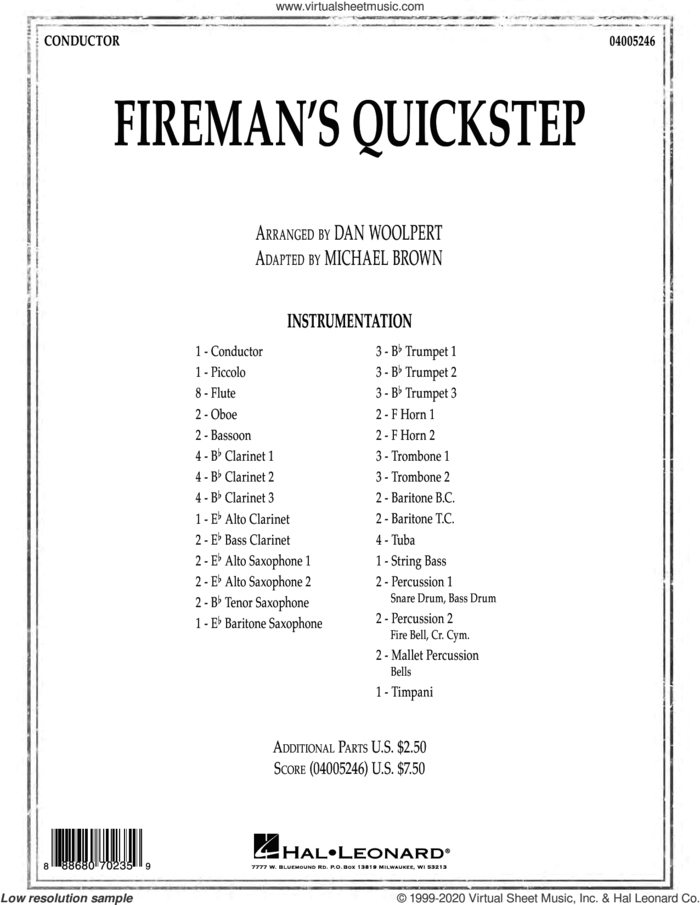 Fireman's Quickstep (COMPLETE) sheet music for concert band by Michael Brown and Dan Woolpert, intermediate skill level