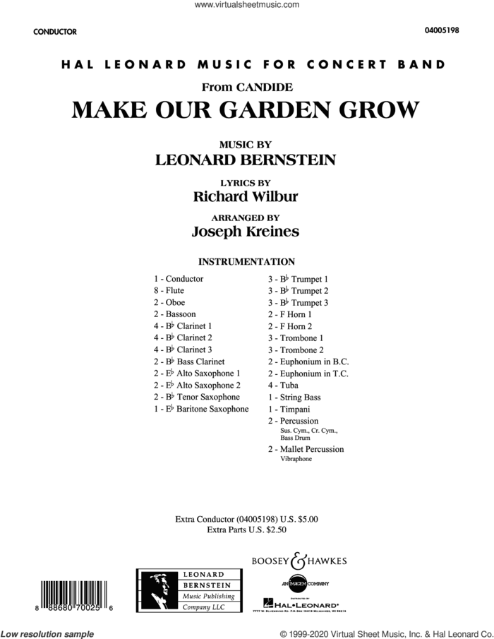 Make Our Garden Grow (from Candide) (COMPLETE) sheet music for concert band by Leonard Bernstein, Joseph Kreines and Richard Wilbur, intermediate skill level