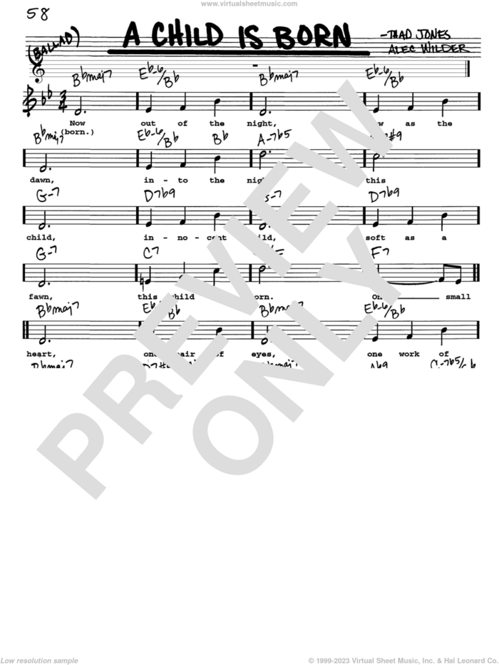 A Child Is Born sheet music for voice and other instruments  by Thad Jones and Alec Wilder, intermediate skill level