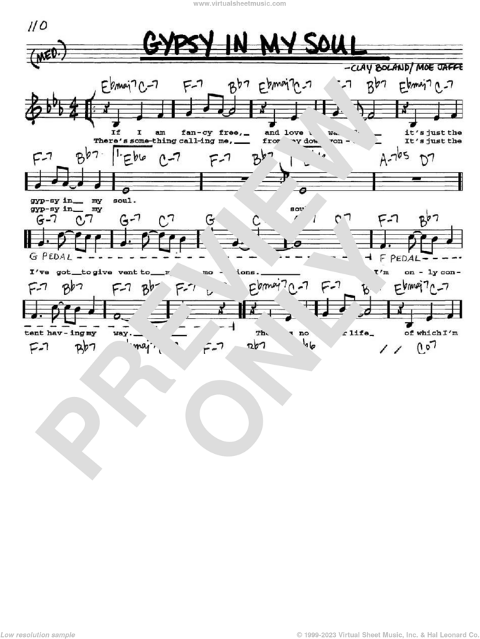 Gypsy In My Soul sheet music for voice and other instruments  by Moe Jaffe and Clay Boland, intermediate skill level