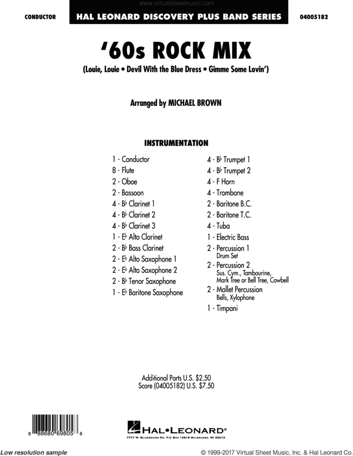 '60s Rock Mix (COMPLETE) sheet music for concert band by Michael Brown, intermediate skill level
