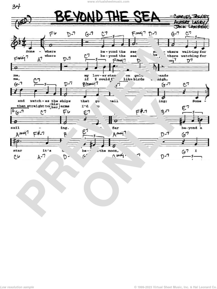 Beyond The Sea sheet music for voice and other instruments  by Bobby Darin, Albert Lasry, Charles Trenet and Jack Lawrence, intermediate skill level