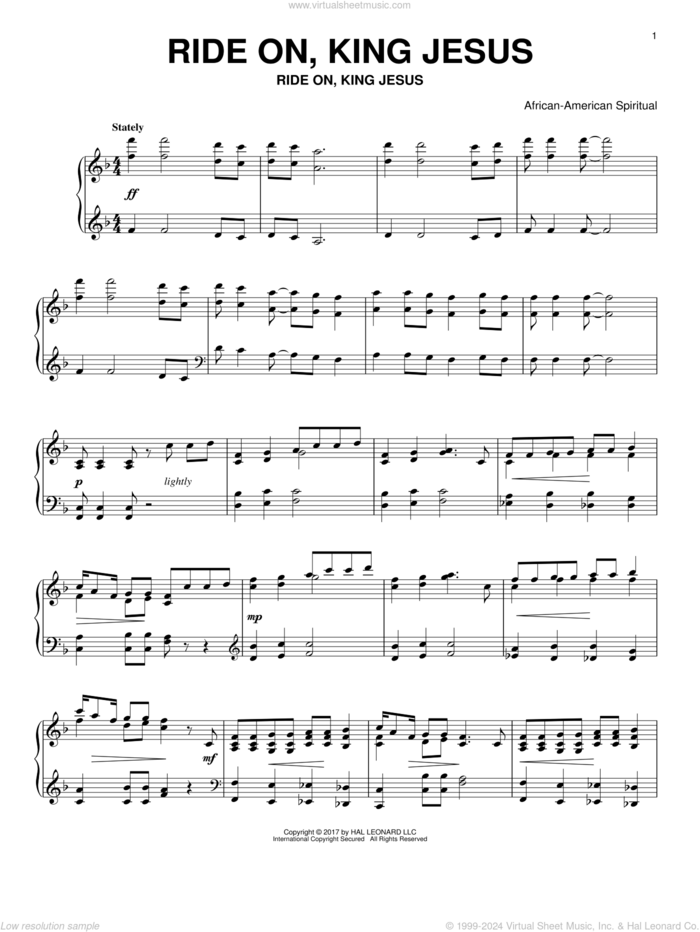 Ride On, King Jesus sheet music for piano solo by Kurt Kaiser and Miscellaneous, intermediate skill level