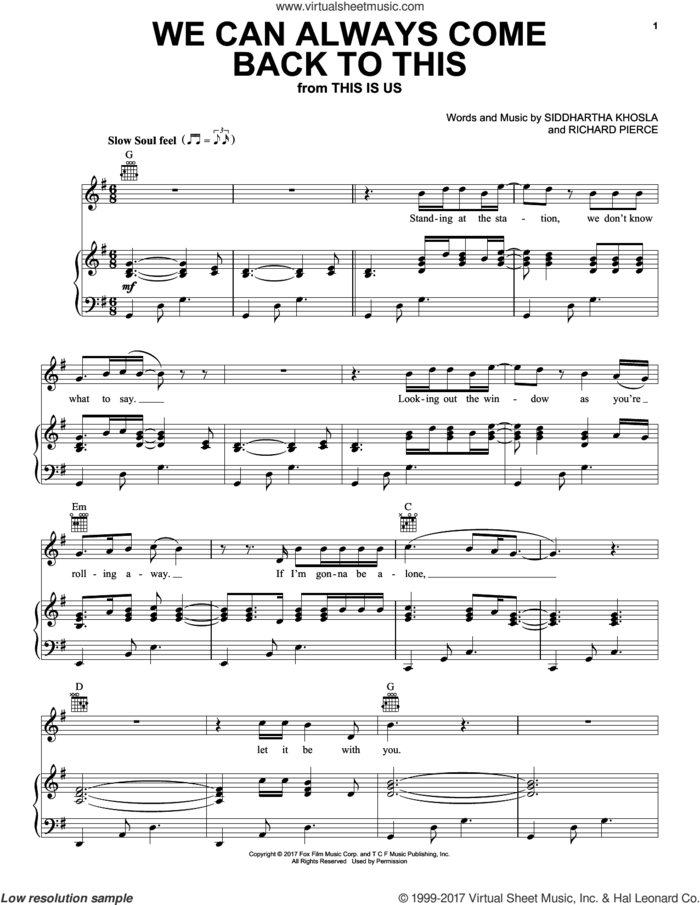 We Can Always Come Back To This sheet music for voice, piano or guitar by Bryan Tyree Henry, Brian Tyree Henry, Richard Pierce and Siddhartha Khosla, intermediate skill level