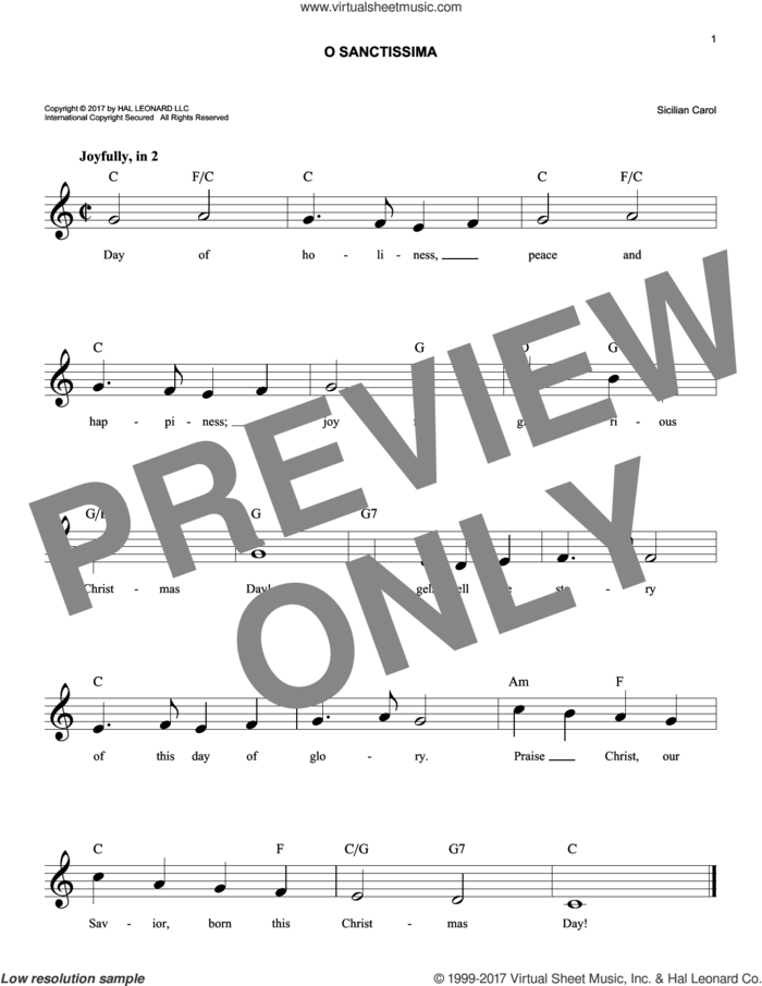 O Sanctissima sheet music for voice and other instruments (fake book), easy skill level