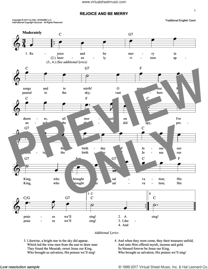 Rejoice And Be Merry sheet music for voice and other instruments (fake book), easy skill level