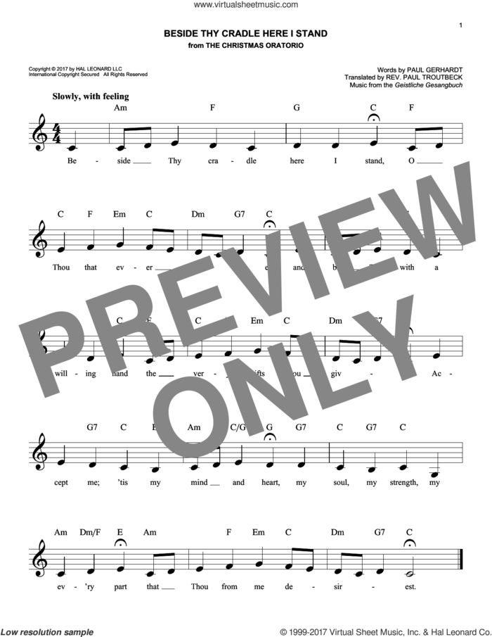 Beside Thy Cradle Here I Stand sheet music for voice and other instruments (fake book) by Paul Gerhardt and Geistliche Gesangbuch, easy skill level
