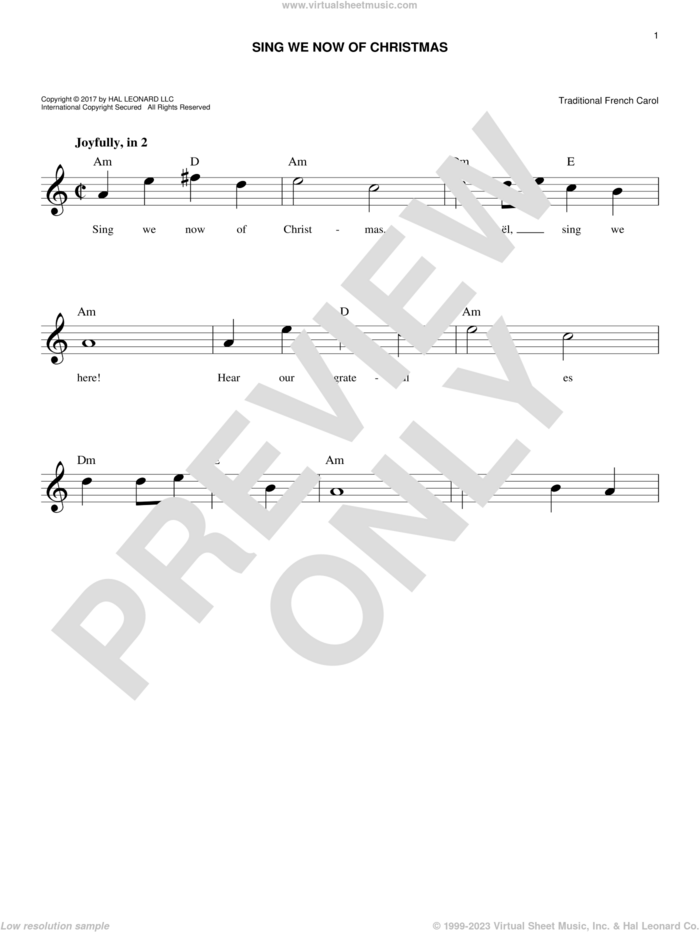 Sing We Now Of Christmas sheet music for voice and other instruments (fake book), easy skill level