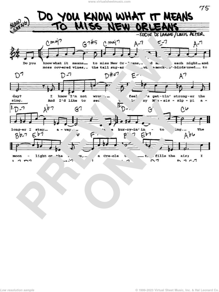 Do You Know What It Means To Miss New Orleans sheet music for voice and other instruments  by Louis Armstrong, Eddie DeLange and Louis Alter, intermediate skill level