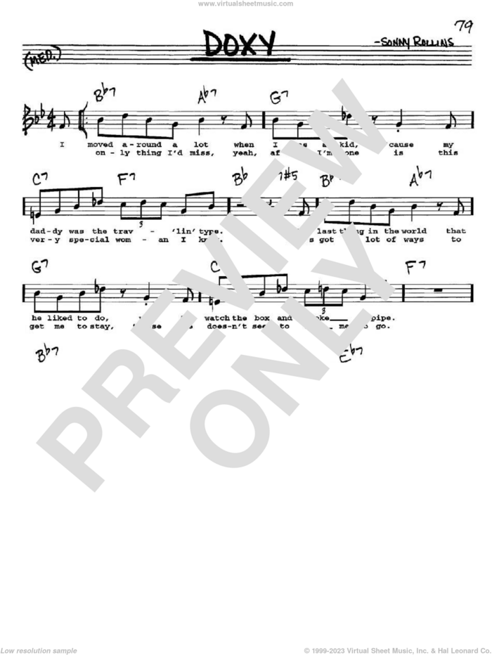 Doxy sheet music for voice and other instruments  by Sonny Rollins, intermediate skill level