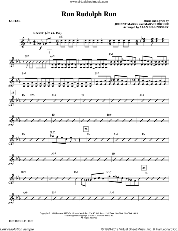 Run Rudolph Run (complete set of parts) sheet music for orchestra/band by Alan Billingsley, Johnny Marks, Justin Moore and Marvin Brodie, intermediate skill level