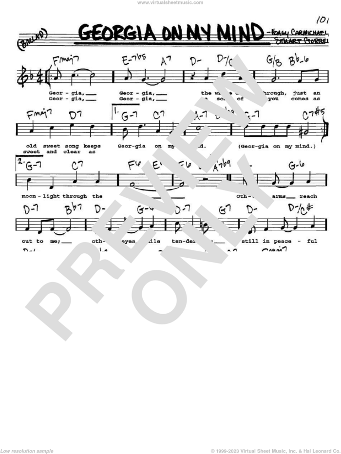 Georgia On My Mind sheet music for voice and other instruments  by Ray Charles, Willie Nelson, Hoagy Carmichael and Stuart Gorrell, intermediate skill level