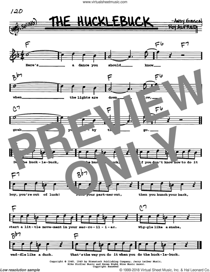 The Hucklebuck sheet music for voice and other instruments  by Andy Gibson, intermediate skill level