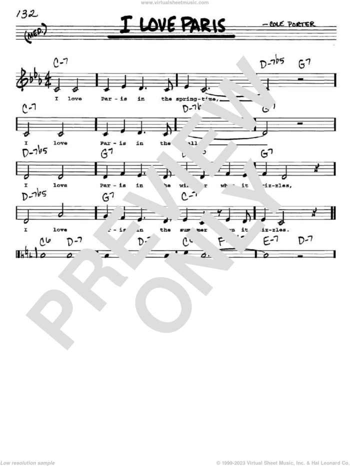 I Love Paris sheet music for voice and other instruments  by Cole Porter, intermediate skill level