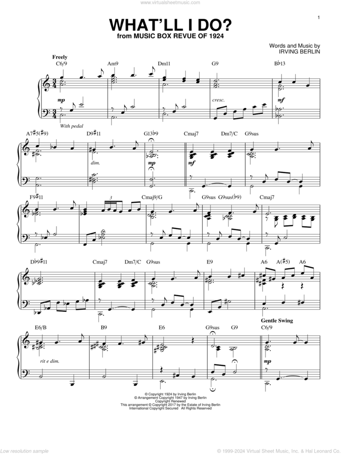 What'll I Do? [Jazz version] sheet music for piano solo by Irving Berlin and Bobby Scott, intermediate skill level