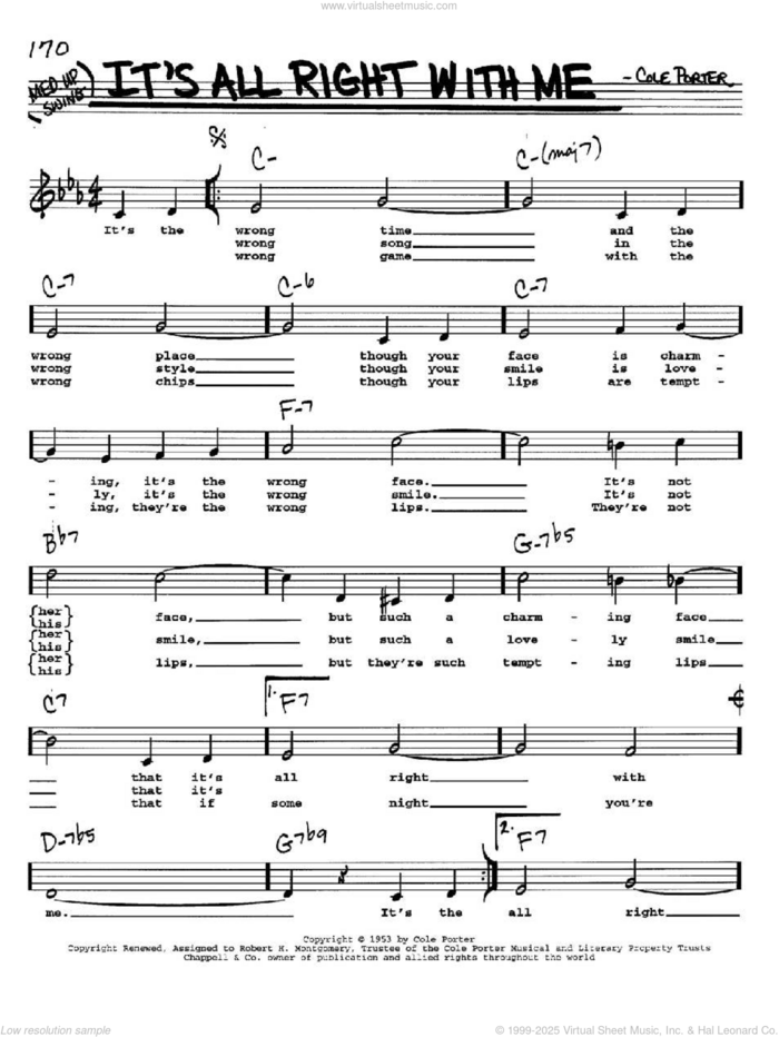 It's All Right With Me sheet music for voice and other instruments  by Cole Porter, intermediate skill level