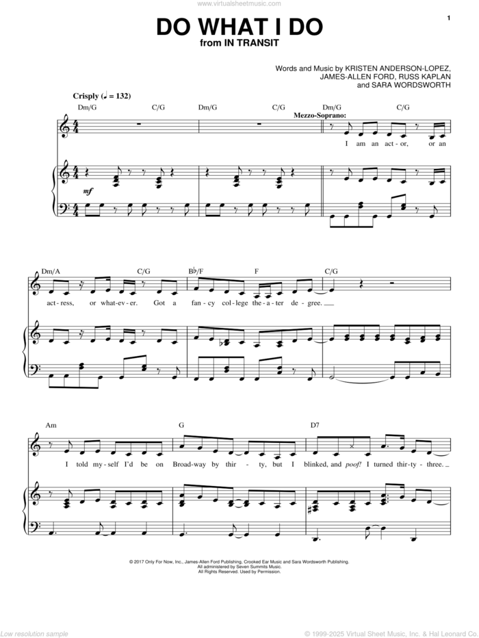 Do What I Do sheet music for voice, piano or guitar by Kristen Anderson-Lopez, James-Allen Ford, Russ Kaplan and Sara Wordsworth, intermediate skill level