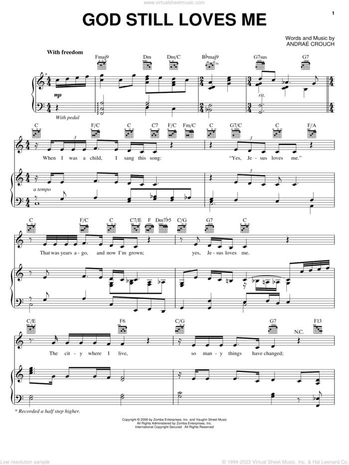 God Still Loves Me sheet music for voice, piano or guitar by Andrae Crouch, intermediate skill level