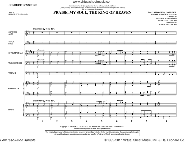 Praise, My Soul, the King of Heaven (COMPLETE) sheet music for orchestra/band by Joseph M. Martin, Brad Nix, Henry F. Lyte, John Goss and Mark Andrews, intermediate skill level
