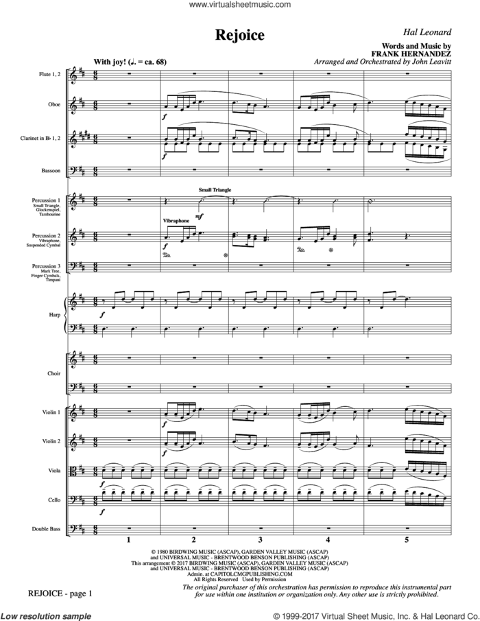 Rejoice (COMPLETE) sheet music for orchestra/band by John Leavitt and Frank Hernandez, intermediate skill level