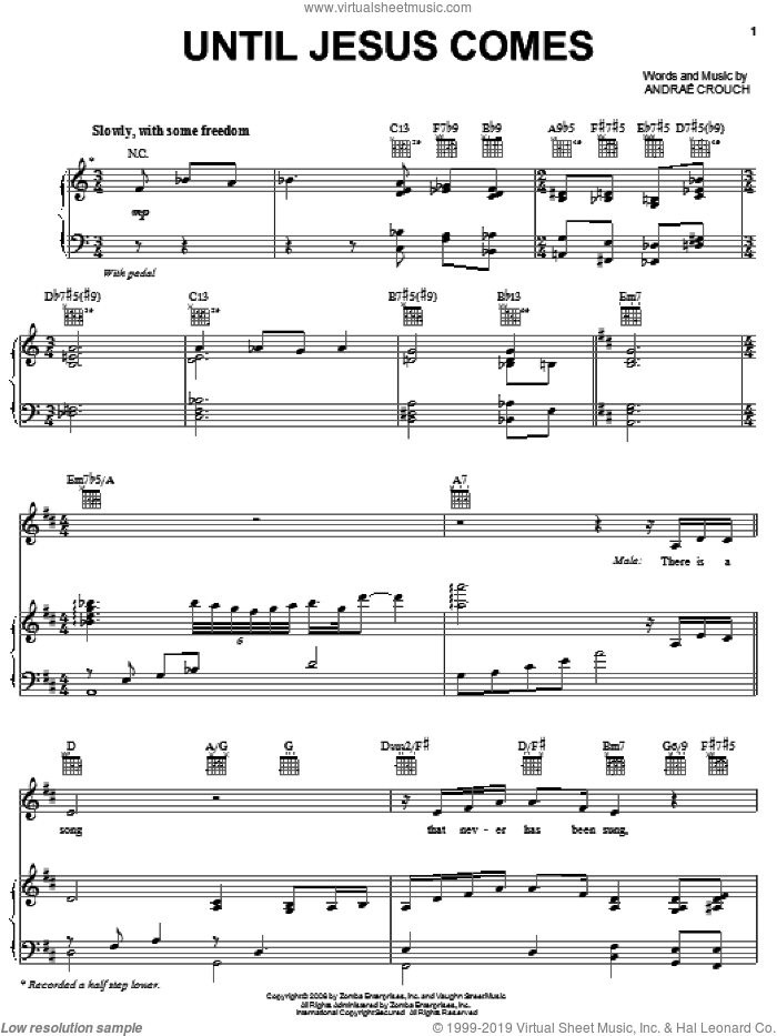 Until Jesus Comes sheet music for voice, piano or guitar by Andrae Crouch, intermediate skill level