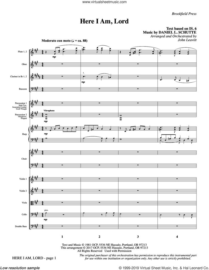 Here I Am, Lord (COMPLETE) sheet music for orchestra/band by John Leavitt and Daniel L. Schutte, intermediate skill level