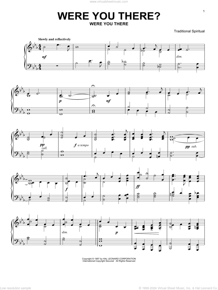 Were You There? sheet music for piano solo , Kurt Kaiser and Charles Winfred Douglas (Harm), intermediate skill level