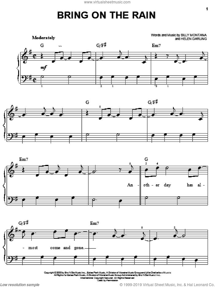 Bring On The Rain (arr. Phillip Keveren) sheet music for piano solo by Jo Dee Messina, Tim McGraw, Billy Montana and Helen Darling, easy skill level