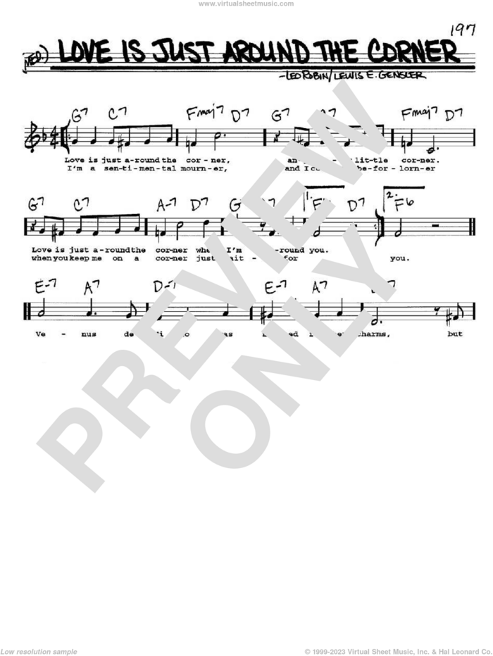 Love Is Just Around The Corner sheet music for voice and other instruments  by Bing Crosby, Leo Robin and Lewis E. Gensler, intermediate skill level