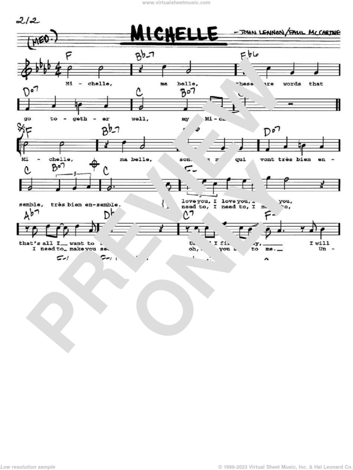Michelle sheet music for voice and other instruments  by The Beatles, John Lennon and Paul McCartney, intermediate skill level