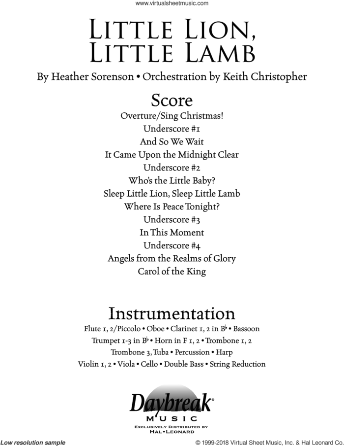 Little Lion, Little Lamb (COMPLETE) sheet music for orchestra/band by Heather Sorenson, intermediate skill level