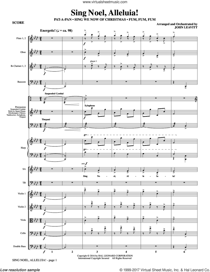 Sing Noel, Alleluia! (COMPLETE) sheet music for orchestra/band by John Leavitt, intermediate skill level