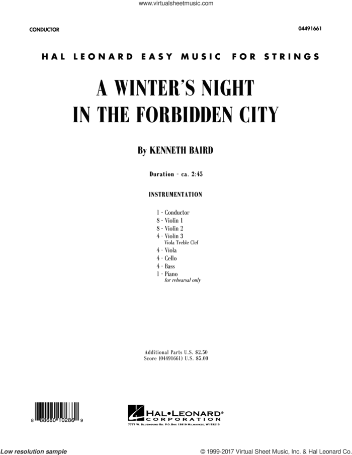 A Winter's Night in the Forbidden City (COMPLETE) sheet music for orchestra by Kenneth Baird, intermediate skill level