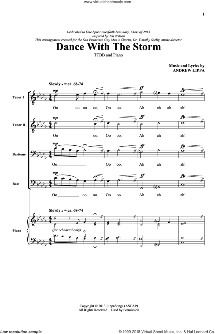 Dance With The Storm sheet music for choir (TTBB: tenor, bass) by Andrew Lippa, intermediate skill level