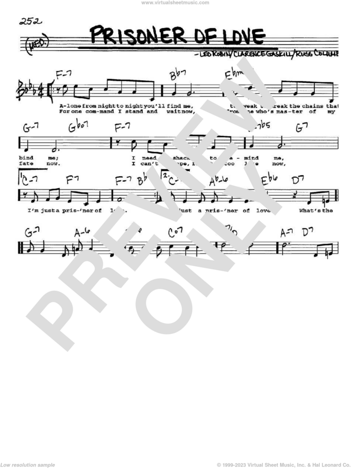 Prisoner Of Love sheet music for voice and other instruments  by Leo Robin, Clarence Gaskill and Russ Columbo, intermediate skill level