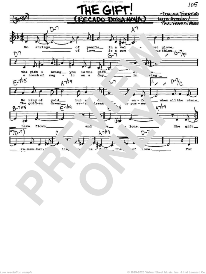 The Gift! (Recado Bossa Nova) sheet music for voice and other instruments  by Luiz Antonio, Djalma Ferreira and Paul Francis Webster, intermediate skill level