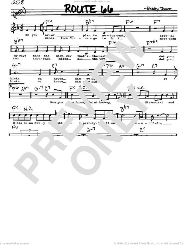 Route 66 sheet music for voice and other instruments  by Bobby Troup, intermediate skill level