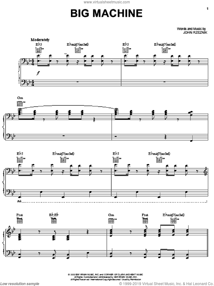 Big Machine sheet music for voice, piano or guitar by Goo Goo Dolls and John Rzeznik, intermediate skill level
