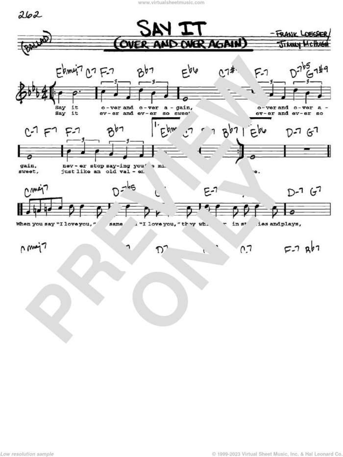 Say It (Over And Over Again) sheet music for voice and other instruments  by Frank Loesser and Jimmy McHugh, intermediate skill level