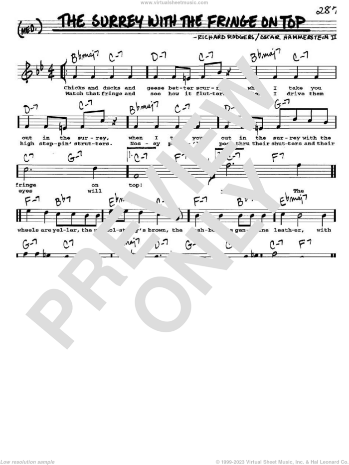 The Surrey With The Fringe On Top (from Oklahoma!) sheet music for voice and other instruments  by Rodgers & Hammerstein, Oscar II Hammerstein and Richard Rodgers, intermediate skill level