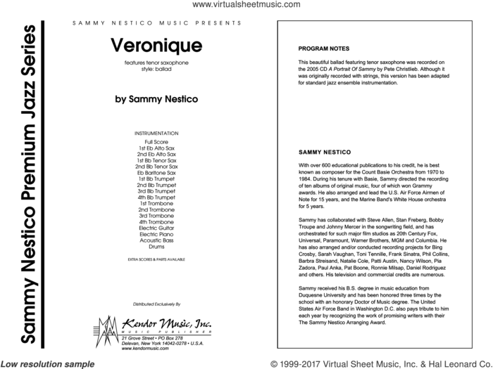 Veronique (COMPLETE) sheet music for jazz band by Sammy Nestico, intermediate skill level