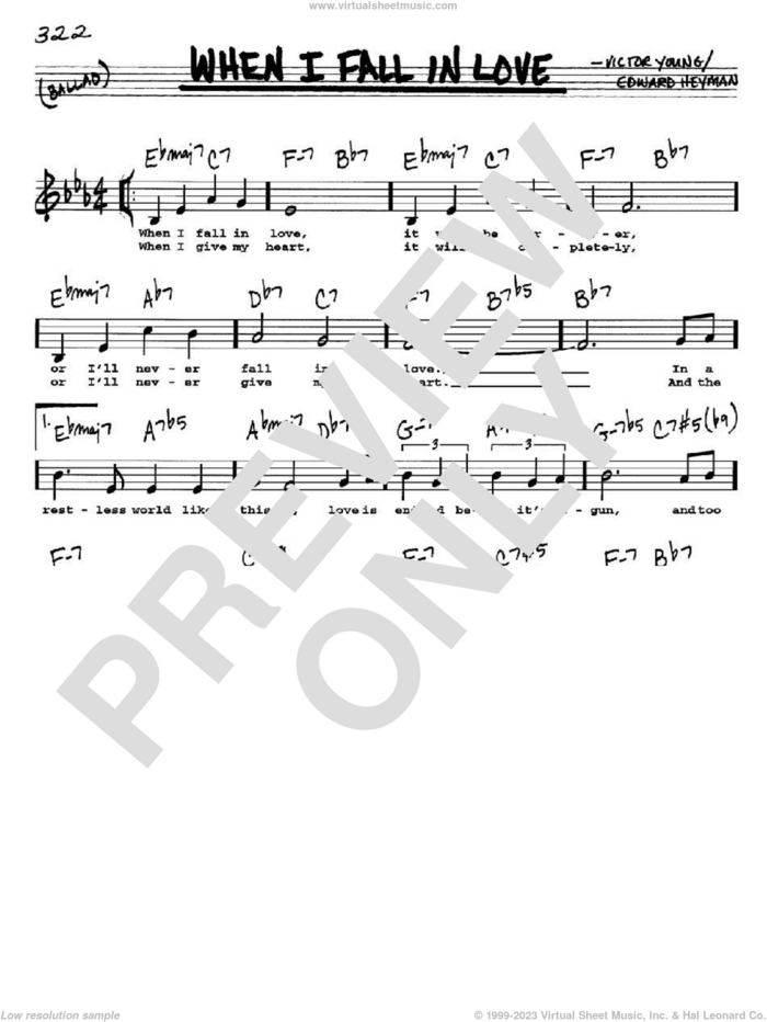 When I Fall In Love sheet music for voice and other instruments  by Victor Young and Edward Heyman, intermediate skill level