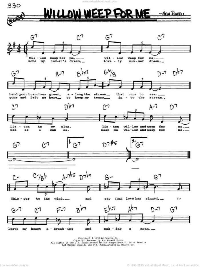 Willow Weep For Me sheet music for voice and other instruments  by Chad & Jeremy and Ann Ronell, intermediate skill level