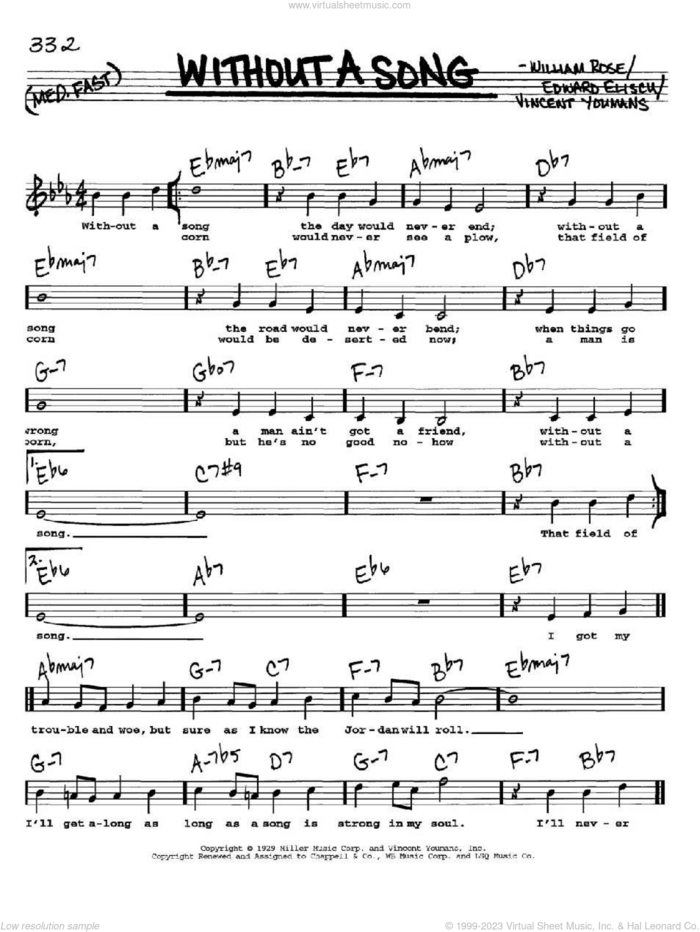 Without A Song sheet music for voice and other instruments  by Willie Nelson, Edward Eliscu, Vincent Youmans and William Rose, intermediate skill level