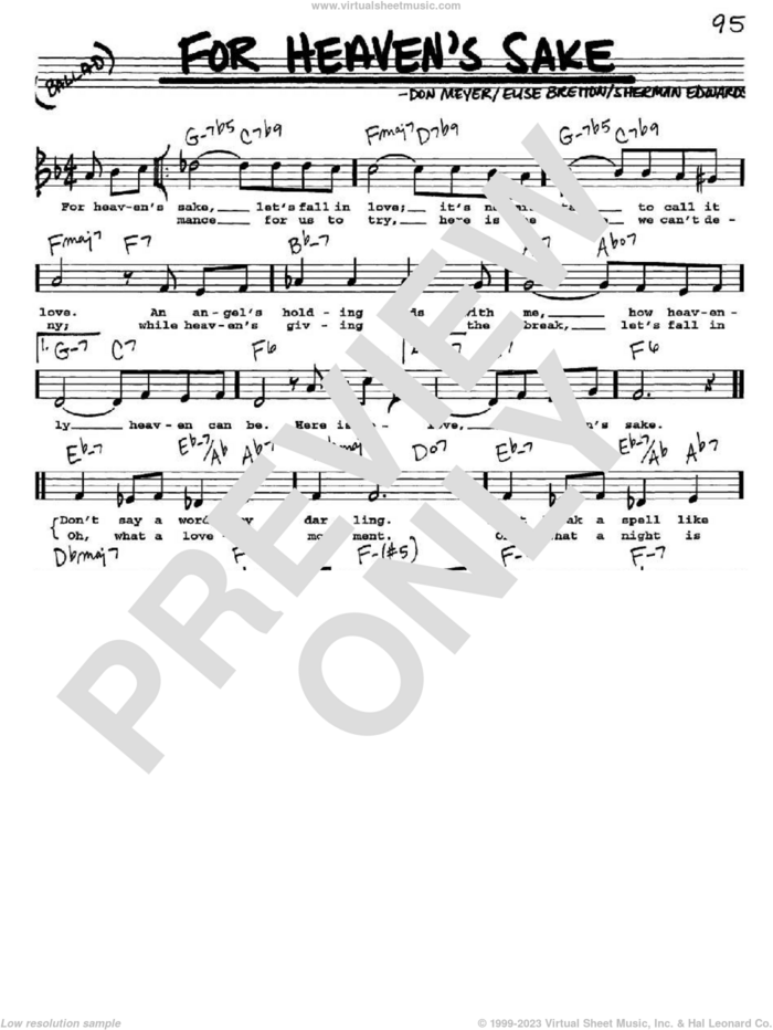 For Heaven's Sake sheet music for voice and other instruments  by Bill Evans, Don Meyer, Elise Bretton and Sherman Edwards, intermediate skill level