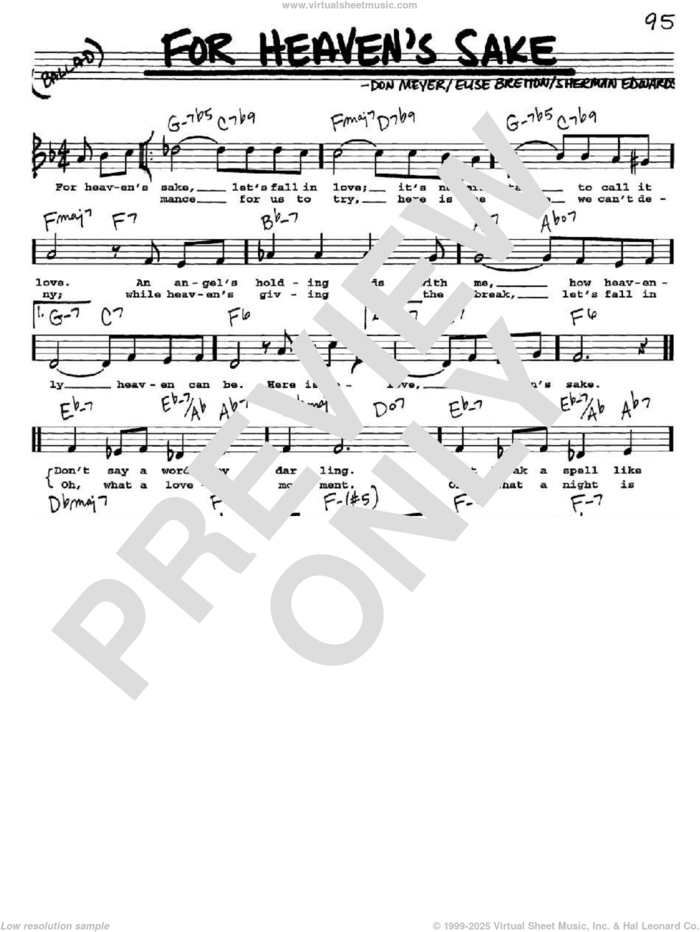 For Heaven's Sake sheet music for voice and other instruments  by Bill Evans, Don Meyer, Elise Bretton and Sherman Edwards, intermediate skill level