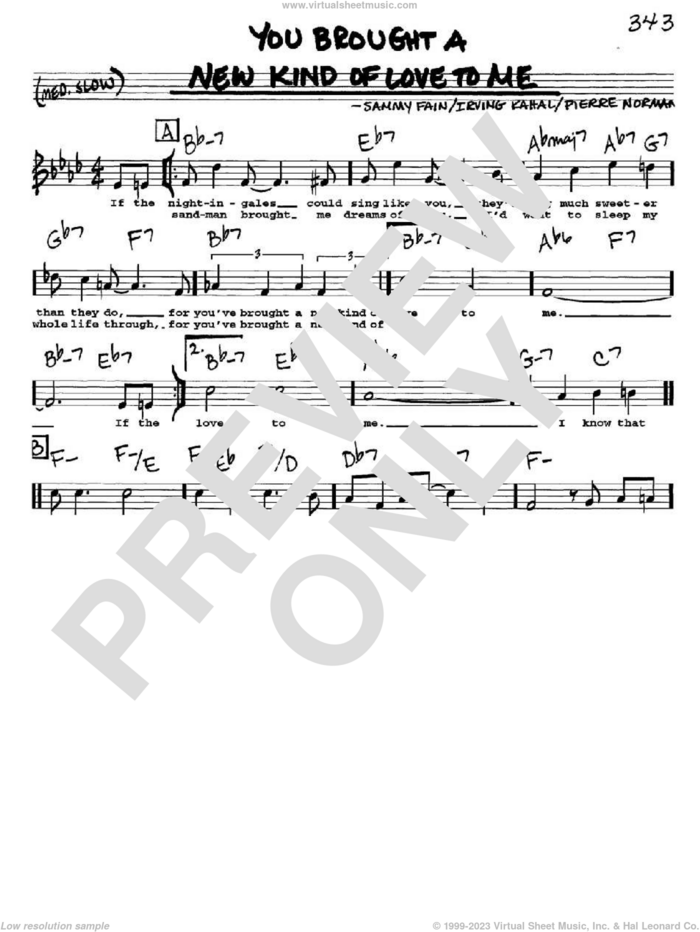 You Brought A New Kind Of Love To Me sheet music for voice and other instruments  by Frank Sinatra, Irving Kahal, Pierre Norman and Sammy Fain, intermediate skill level