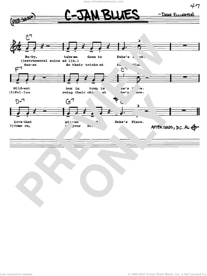 C-Jam Blues sheet music for voice and other instruments  by Duke Ellington, intermediate skill level