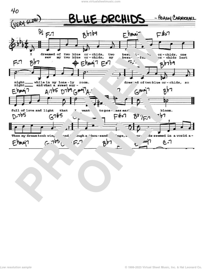 Blue Orchids sheet music for voice and other instruments  by Hoagy Carmichael, intermediate skill level